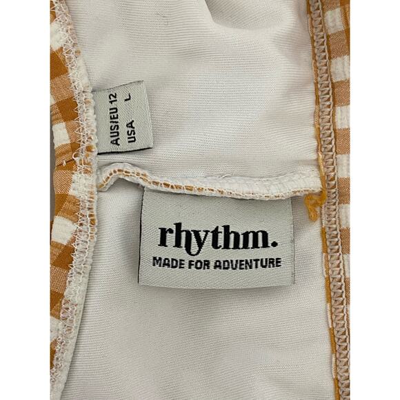 Free People Rhythm Women's Orange Gingham Lolita Retro Bikini Top Size Large - Picture 3 of 6